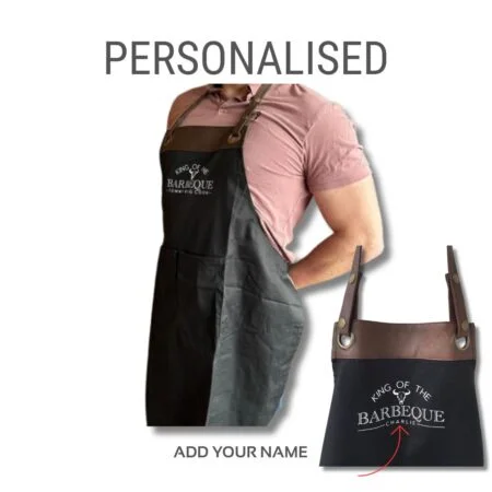 Premium Faux Leather Trim BBQ Apron – Personalised with Your Name Accessories Borniak Smokers UK and Food Smoking Accessories