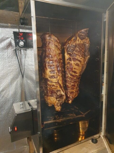 Large Borniak Smoker with whole BBQ Ribs rack