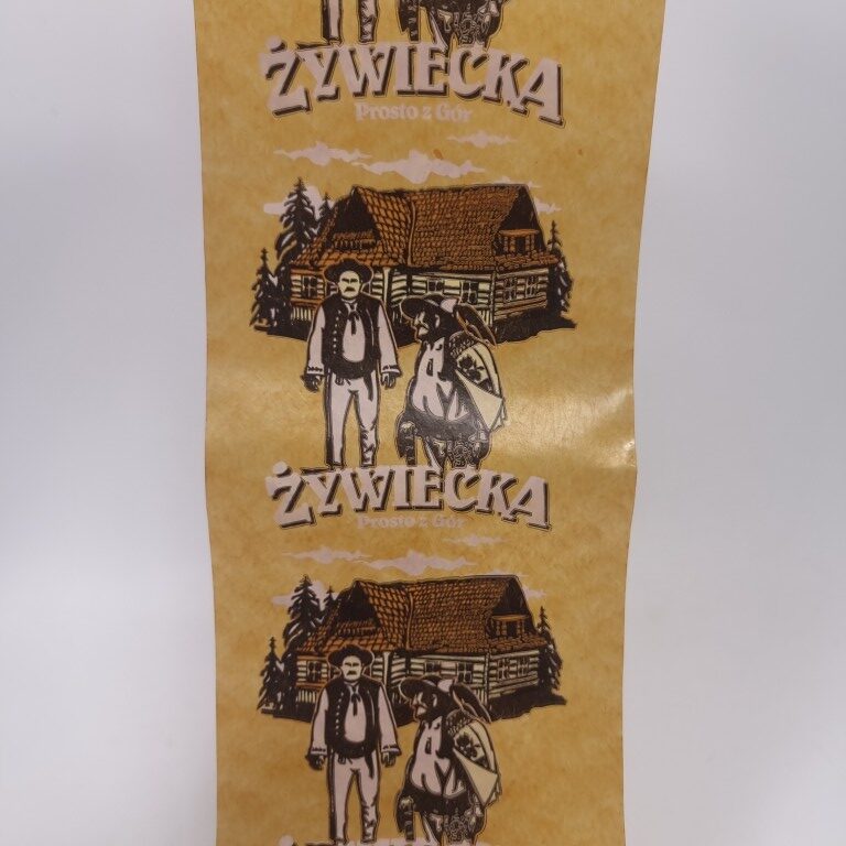 Osłonka białkowa wędliniarska o średnicy 6.5 cm z nadrukiem Żywiecka – 1 metr Accessories Borniak Smokers UK and Food Smoking Accessories